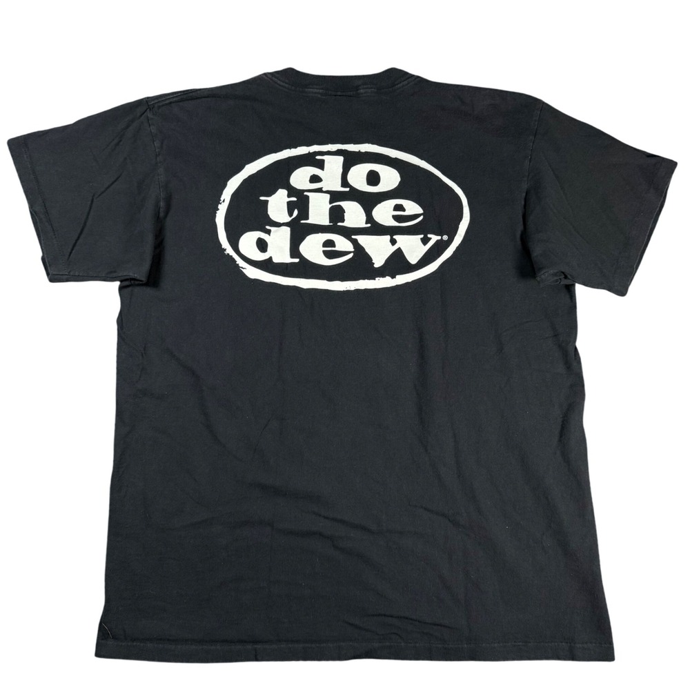 Mountain Dew Do The Dew T-Shirt Mens L/XL Black Graphic Logo Soda Vintage Style